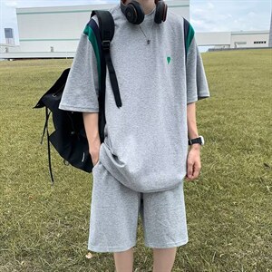 男潮流休闲套装宽松套装运动爱心套装H107P40图片