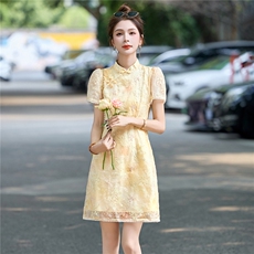 新中式国风连衣裙女2025夏新款高端轻奢精致刺绣气质显瘦旗袍裙，女装连衣裙，艾仟回(原伊仟回)