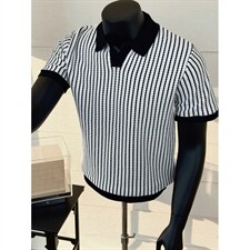 假模黑色polo领针织冰丝短袖K86012-P55，男装T恤，星座1012-1