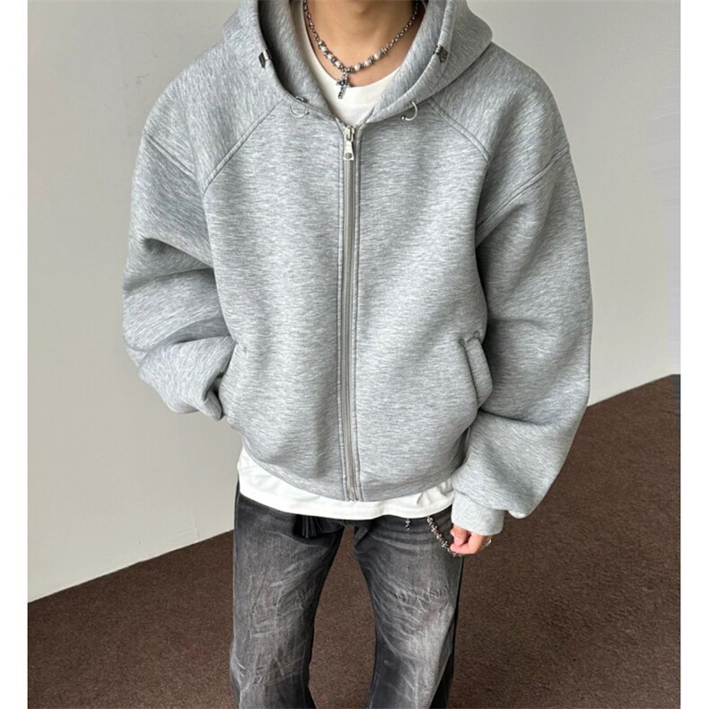 重磅解构连帽外套男女秋冬季潮牌设计感拼接卫衣高街痞帅情侣帽衫,女装短外套,星座601-1