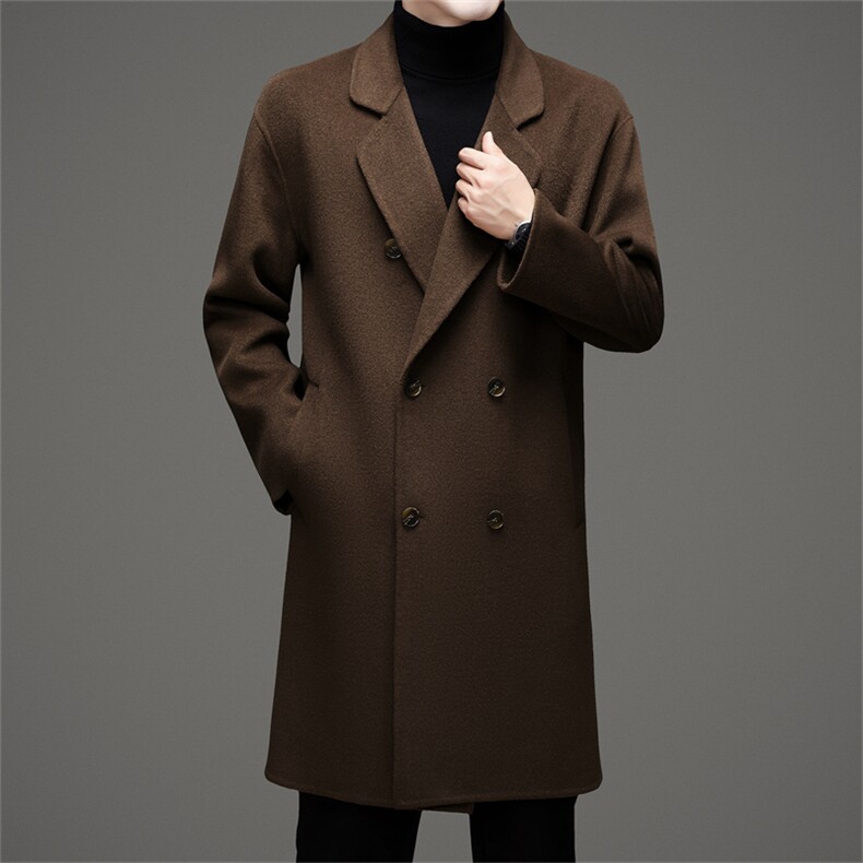 男装毛呢大衣FF8503主推长款双面羊毛呢大衣双排扣外套，男装毛呢大衣，钱塘207-1