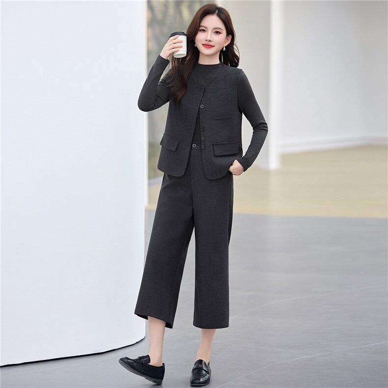 2026春季新款简约时尚休闲女装三件套，女装套装/套裙，美沁