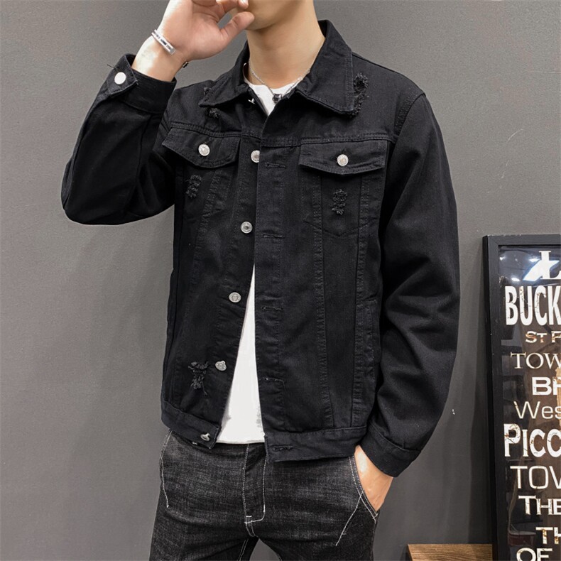 春秋季宽松破洞牛仔外套男潮流韩版夹克百搭港风ins衣服8151-P50,男装夹克,电商A318