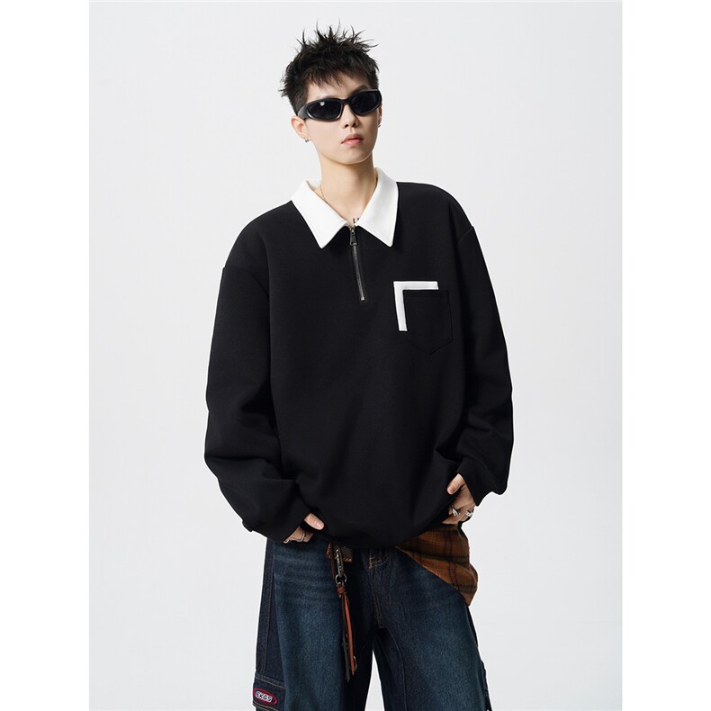 HW2510-特P45控78面布54.2棉45.8聚酯polo领情侣卫衣宽松外套男,女装短外套,电商B370