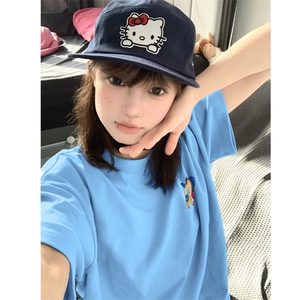 T0615-P25多巴胺童趣印花纯棉短袖初高中少女上衣宽松,今年高中生的服装搭配图片大全图片