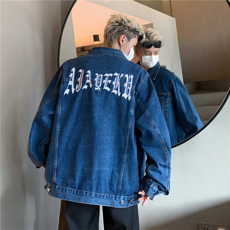 24款牛仔夹克宽松韩版字母刺绣工装潮流水洗外套N608/P105,男装夹克,星座202