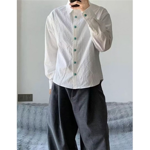 春秋长袖男衬衫休闲百搭男衬衫男士商务修身款男衬衫白色 CA51图片