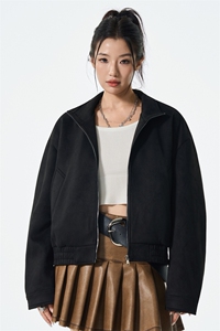400克重磅鹿皮绒简易宽松泡泡袖光版夹克男女外套A406 JK5628 P93图片