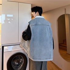 MJ231J-p68-限价98M-5XL加绒羊羔绒宽松大码牛仔马甲工装ins，男装背心/马甲，星座116