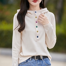 时尚女士秋冬德绒加厚连帽打底衫显瘦保暖长袖针织衫，女装针织衫/毛衣，佳绒高端店