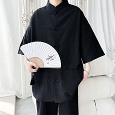 新中式盘扣夏季复古大码休闲男半袖短袖衬衫DC2181-P37【特价】，男装T恤，电商A007