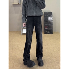 B221美式ins高街暗黑小众破洞修身微喇牛仔裤LK24158-P65控88，男装牛仔裤，电商B221