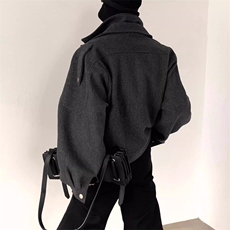 假两件毛呢大衣男加厚短款廓形轻熟风夹克外套1001-1-J885-P85，男装夹克，星座1001-1