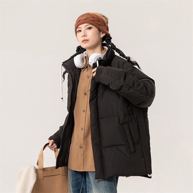 新标90%白鸭绒简约立领抽绳外套纯色加厚羽绒服ESY0205-P210,男装羽绒服,电商B306