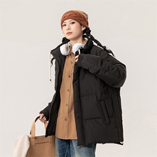 新标90%白鸭绒简约立领抽绳外套纯色加厚羽绒服ESY0205-P210，男装羽绒服，电商B306