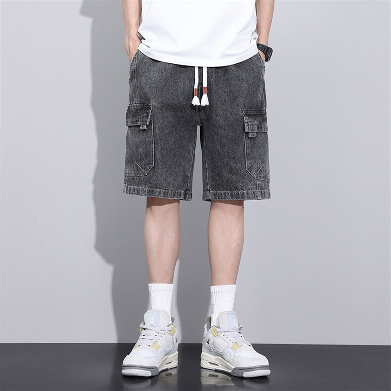 美式透气工装牛仔短裤夏季薄款潮牌宽松直筒休闲五分裤Z9815-P45,男装牛仔裤,星座509