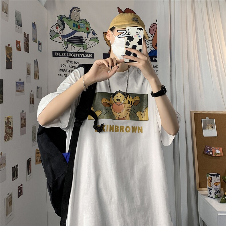 2021港风圆领青春休闲大码运动日系原宿潮流男士短袖宽松728F25,男装T恤,星座227-7