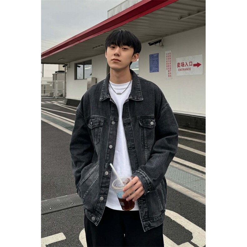 港风宽松休闲牛仔外套夹克男做旧水洗美式情侣上衣JK03-P78控108,男装夹克,星座218-5