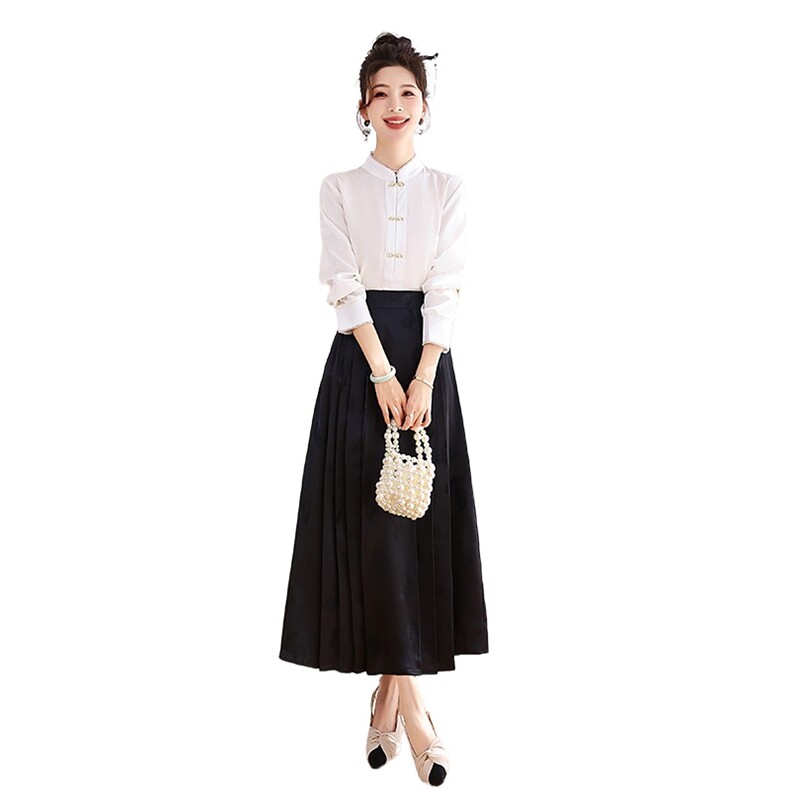 新中式风钉珠衬衫女春秋洋气高端小衫新款高级感上衣,商品下架区,秀美人生