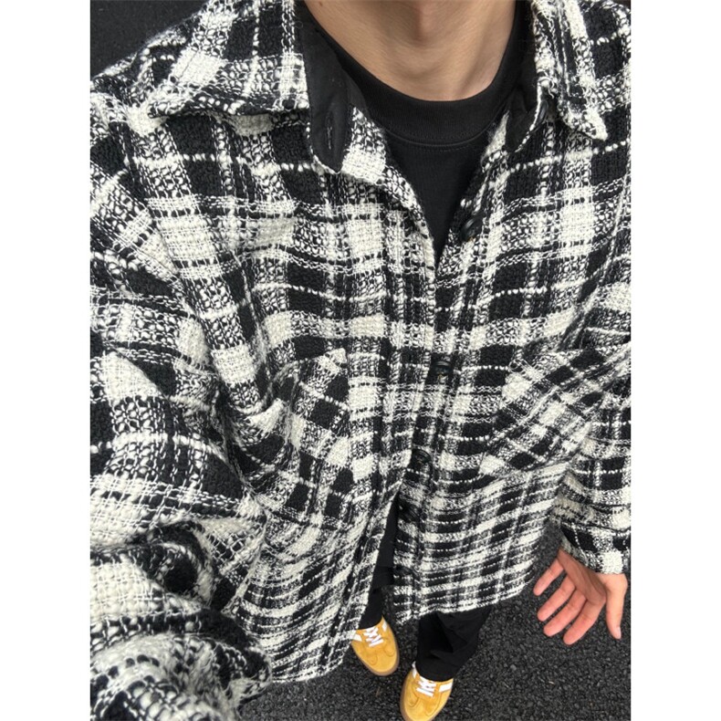 【有货】cleanfit黑白格子小香风外套高级感痞帅夹克237LL-特P55,男装夹克,星座1007（原301D）