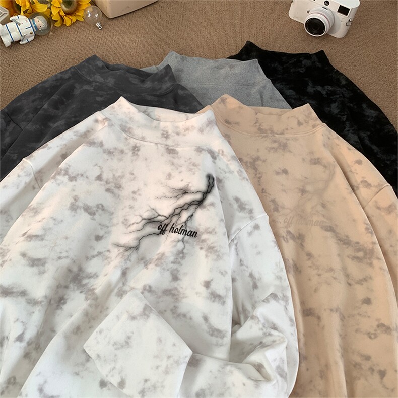 260克重磅扎染德绒半高领打底衫【有货】C403A-DR25504ZR-P25,男装T恤,电商C403A