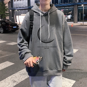 WY2246-P35 纯棉连帽月球卫衣男大码运动帽衫宽松薄外套男图片