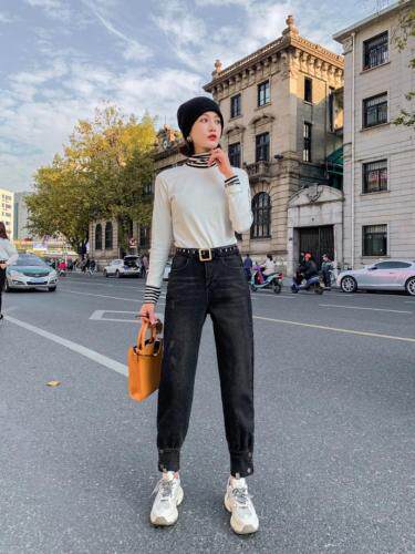 2020加绒拼毛线洋气工装裤，女装，雪儿诱惑