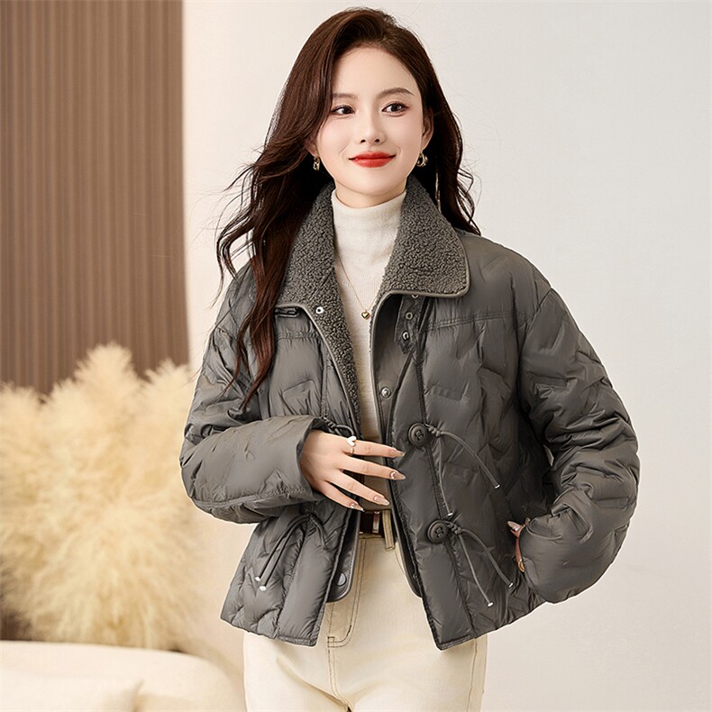 仿羊羔毛领羽绒服女冬2024新款时尚洋气高端短款拼接皮毛一体外套,女装羽绒服,衣之秀