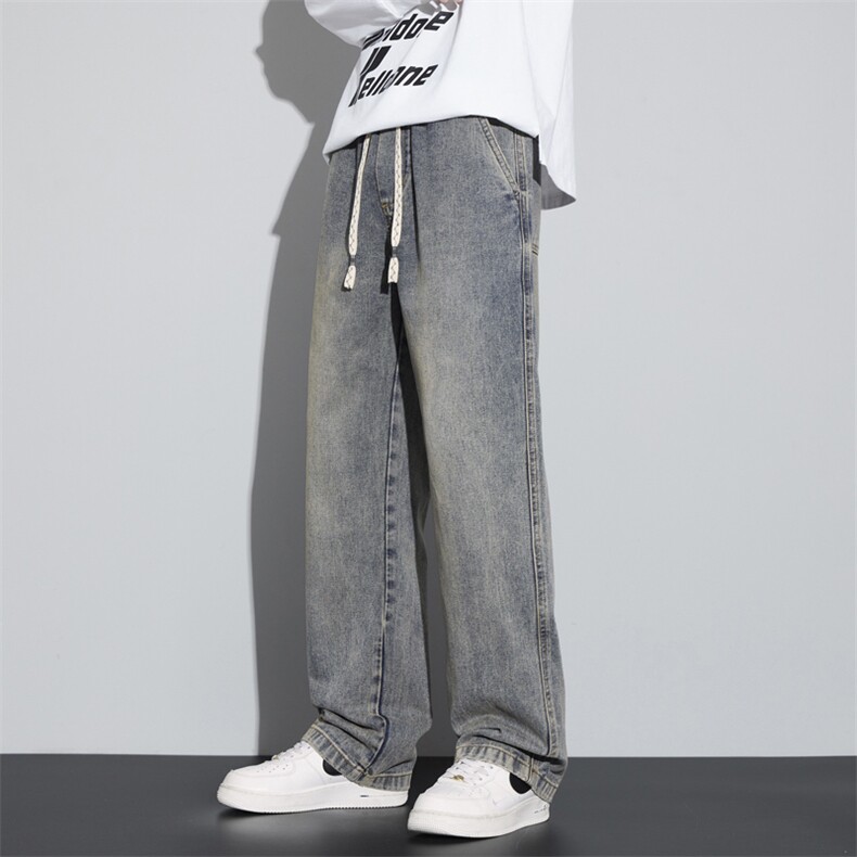 潮流复古水洗牛仔裤男2026春季新款宽松百搭直筒休闲裤J8058-P45,男装牛仔裤,星座509