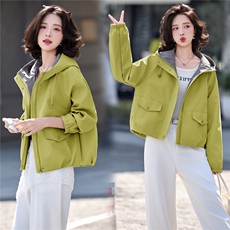 2026春季新品简约时尚休闲连帽外套，女装短外套，美沁