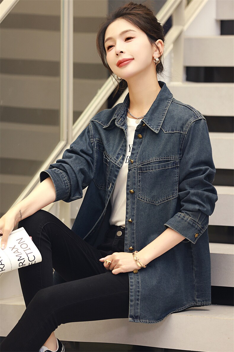 牛仔外套女春秋2025新款小个子衬衫休闲气质韩版时尚早春长袖上衣,女装衬衫,丽影随形