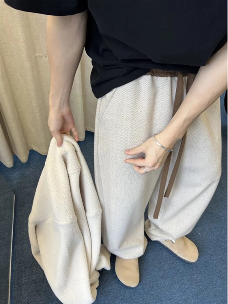 百搭直筒宽松休闲裤男新款潮流拼接阔腿拖地长裤513ACK2613,男装休闲裤,星座513A