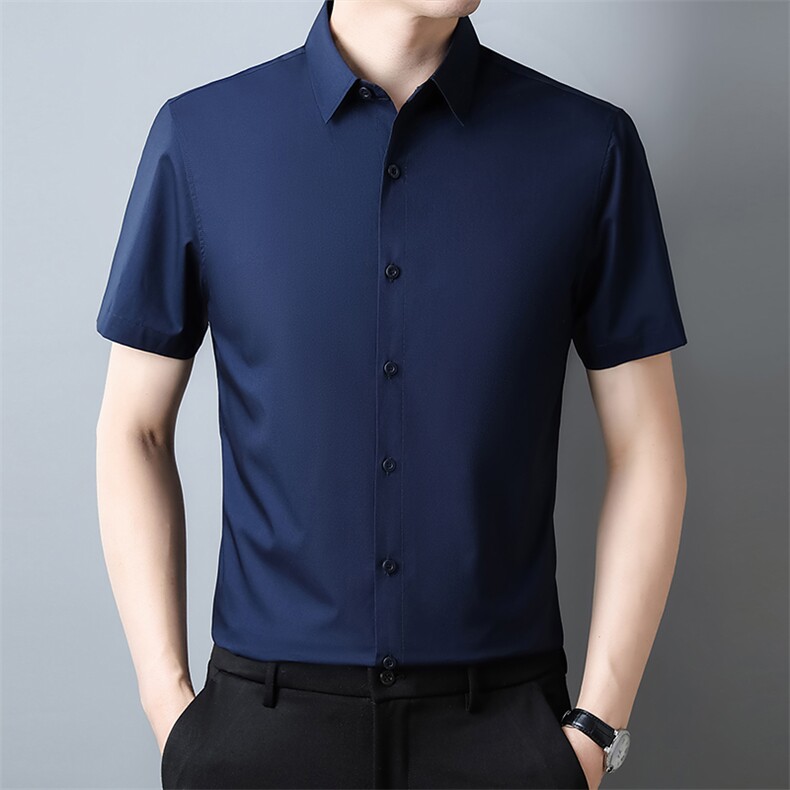 C2828钱塘2020-2夏季新款男士纯棉短袖衬衫纯色百搭衬衣P59,男装衬衫,钱塘207-2