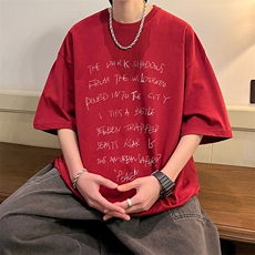 抖音得物二开现货220克夏装重磅美式高街宽松短袖t恤MT154，男装T恤，电商A486-1