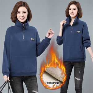 2023年秋季新款潮韩版加绒加厚卫衣女长袖保暖显瘦上衣服打底衫棉图片