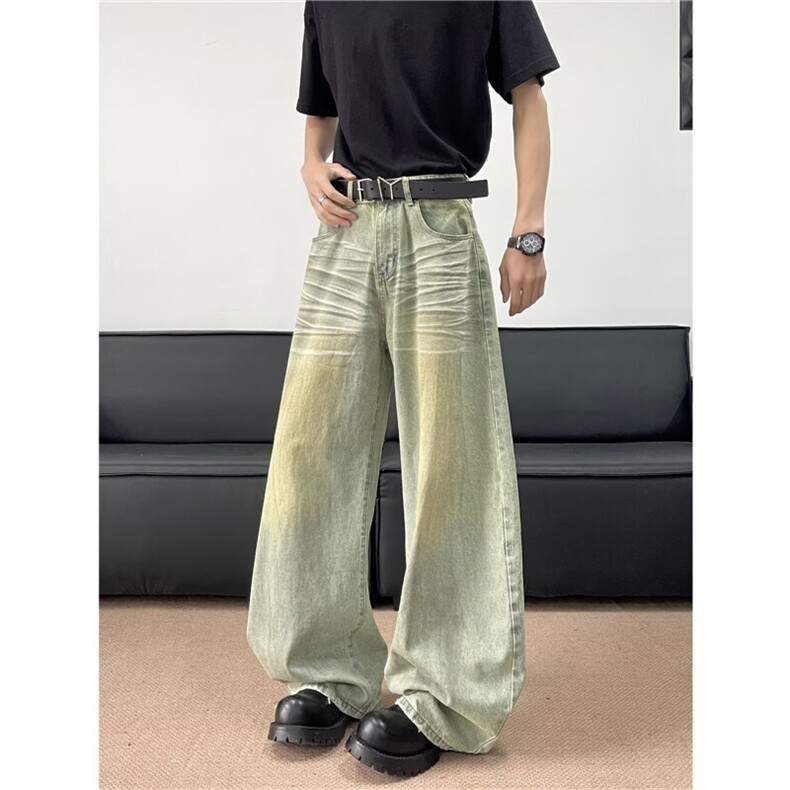 2025新款美式宽松废土风弯刀牛仔裤痞帅街头百搭现货K8424-P49,男装牛仔裤,星座512-4