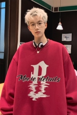 港风春装时尚百搭字母印花圆领纯色卫衣W1053P35控58，男装卫衣，电商A247