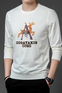 中年男士长袖秋季2023新款商务休闲印花卫衣潮流时尚百搭上衣图片