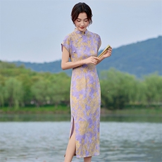 旗袍女新中式2025新款夏季复古高端无袖日常中高考中长款连衣裙女，女装连衣裙，利佳可人