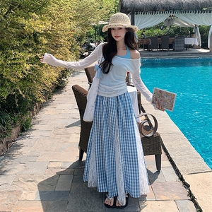 又a又飒2025套装甜美纯欲防晒罩衫吊带背心蕾丝拼接半身裙三件套图片
