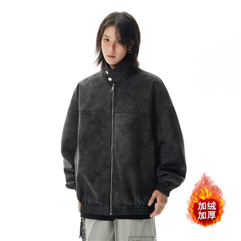 加绒皮衣保暖防风扎染复古高街棉衣情侣外套5D3074-TP65不,男装皮衣,电商A102
