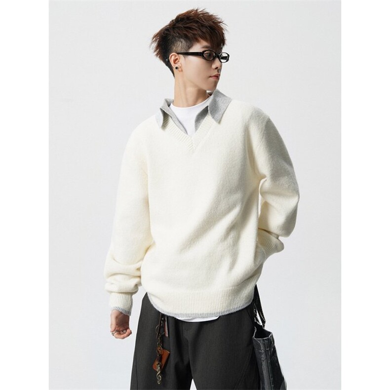 8839-P482025年秋冬新款休闲毛衣男士时尚长袖宽松针织衫上衣，男装针织衫/毛衣，电商A113