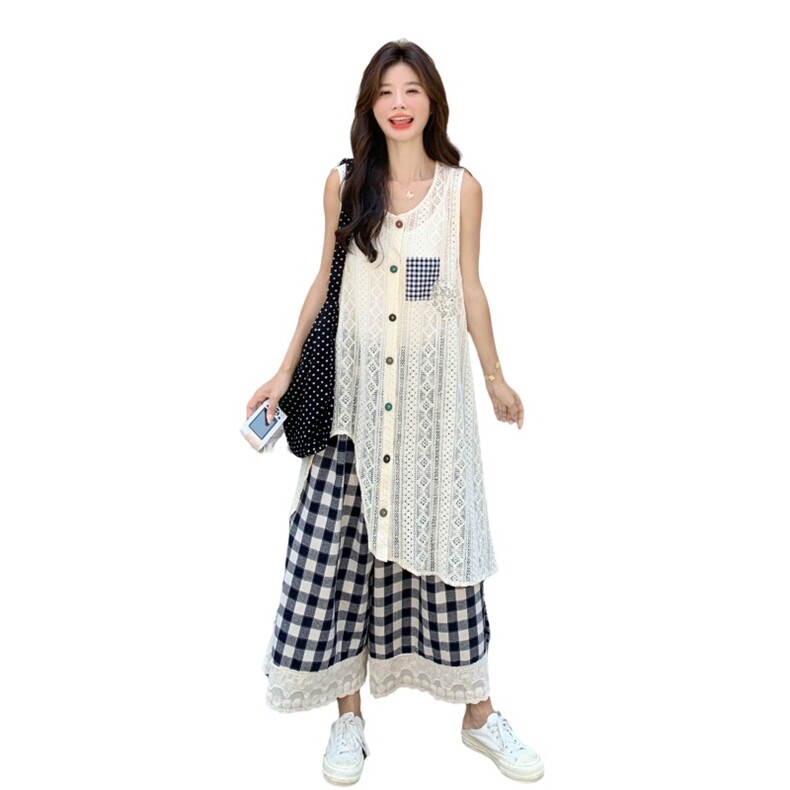 休闲风学院风韩系慵懒风时尚套装气质家居服外穿吊带蕾丝套装网红,女装套装/套裙,2C272