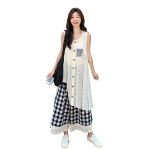 休闲风学院风韩系慵懒风时尚套装气质家居服外穿吊带蕾丝套装网红图片