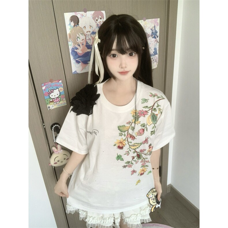 【有货】BK934CC-特P36绣花肩章羽毛满天星立体浮雕短袖T恤男女,男装T恤,星座1007（原301D）