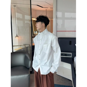 TURNTIDE 小众简约高质感金属设计立领衬衫 宽松百搭衬衣外套男图片
