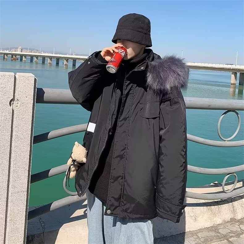 冬季加厚毛领棉衣男韩版潮流百搭连帽外套宽松工装棉袄MY888-P90,男装棉衣,星座308B-1