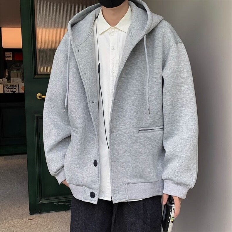 男女卫衣春秋季新款美式系扣连帽卫衣情侣季潮牌oversize重磅外套,男装夹克,星座506A