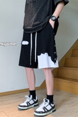 8XL-M特大码短裤男夏季新款大码vibe破洞拼接高街短裤DK1518P50，男装休闲裤，电商D206-1