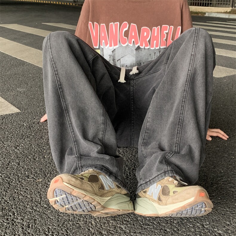 美式高街百搭阔腿直筒裤男夏季新款垂感牛仔裤黄泥色K7228-P36,男装牛仔裤,星座512-3